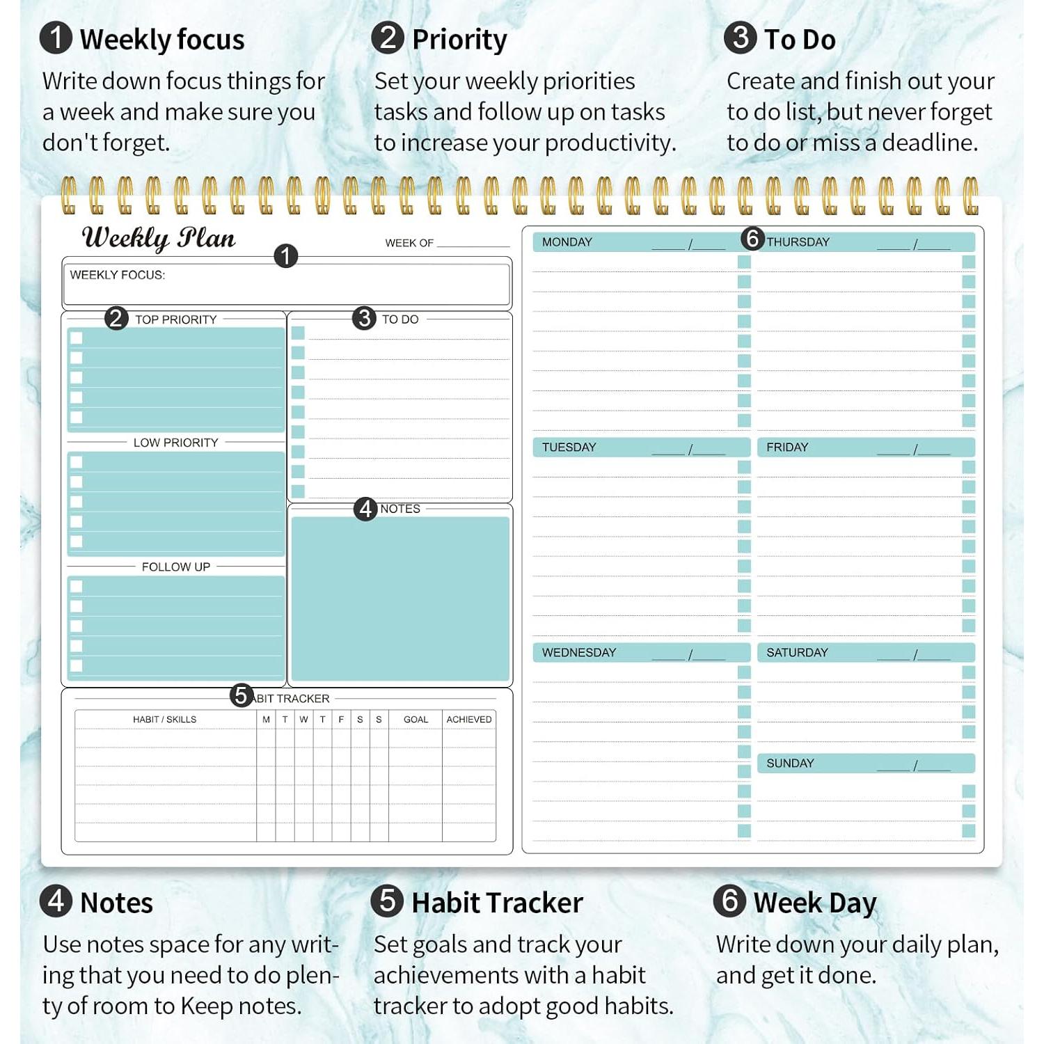 Planificador Semanal Regolden-Book 52 Semanas 21.6x27.9 cm