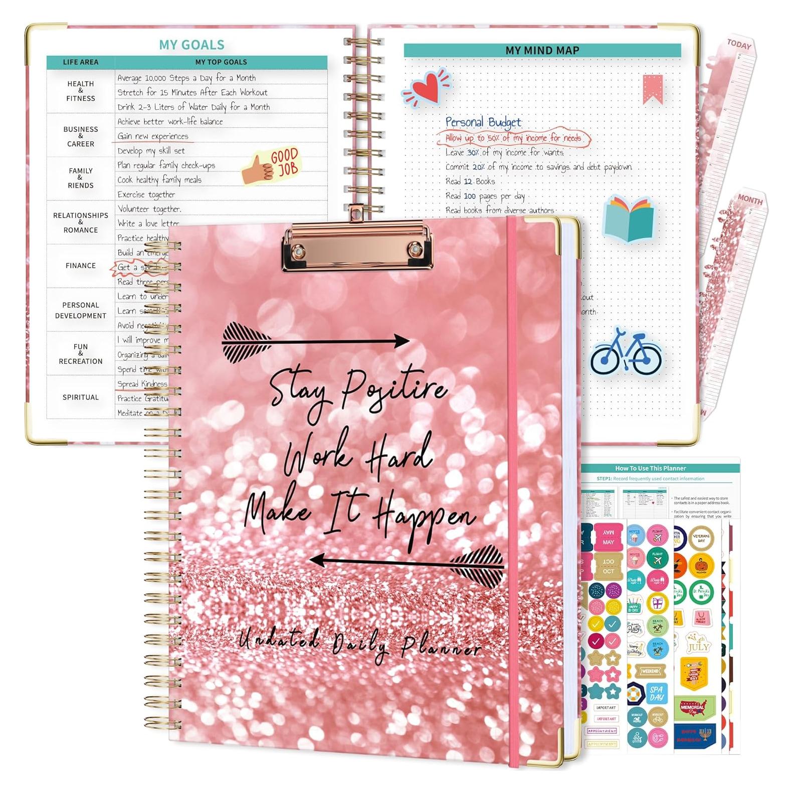 Planificador Espiral Sin Fecha Ospelelf Rosa 12 Meses 22.4x28.2cm