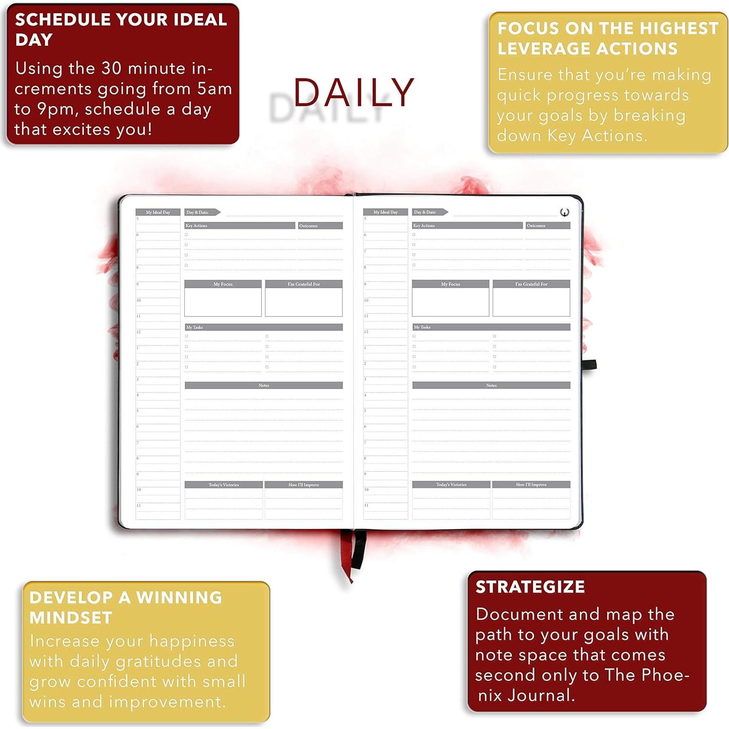 Planificador Fénix - Agenda y Diario de Gratitud 6 Meses