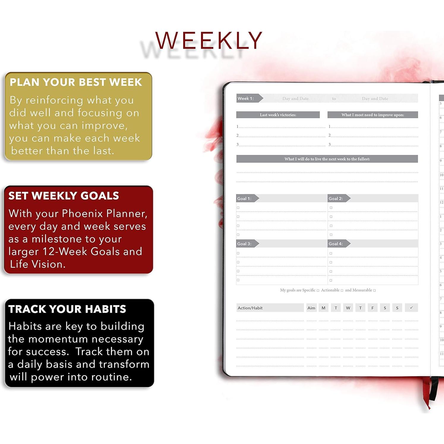 Planificador Fénix - Agenda y Diario de Gratitud 6 Meses