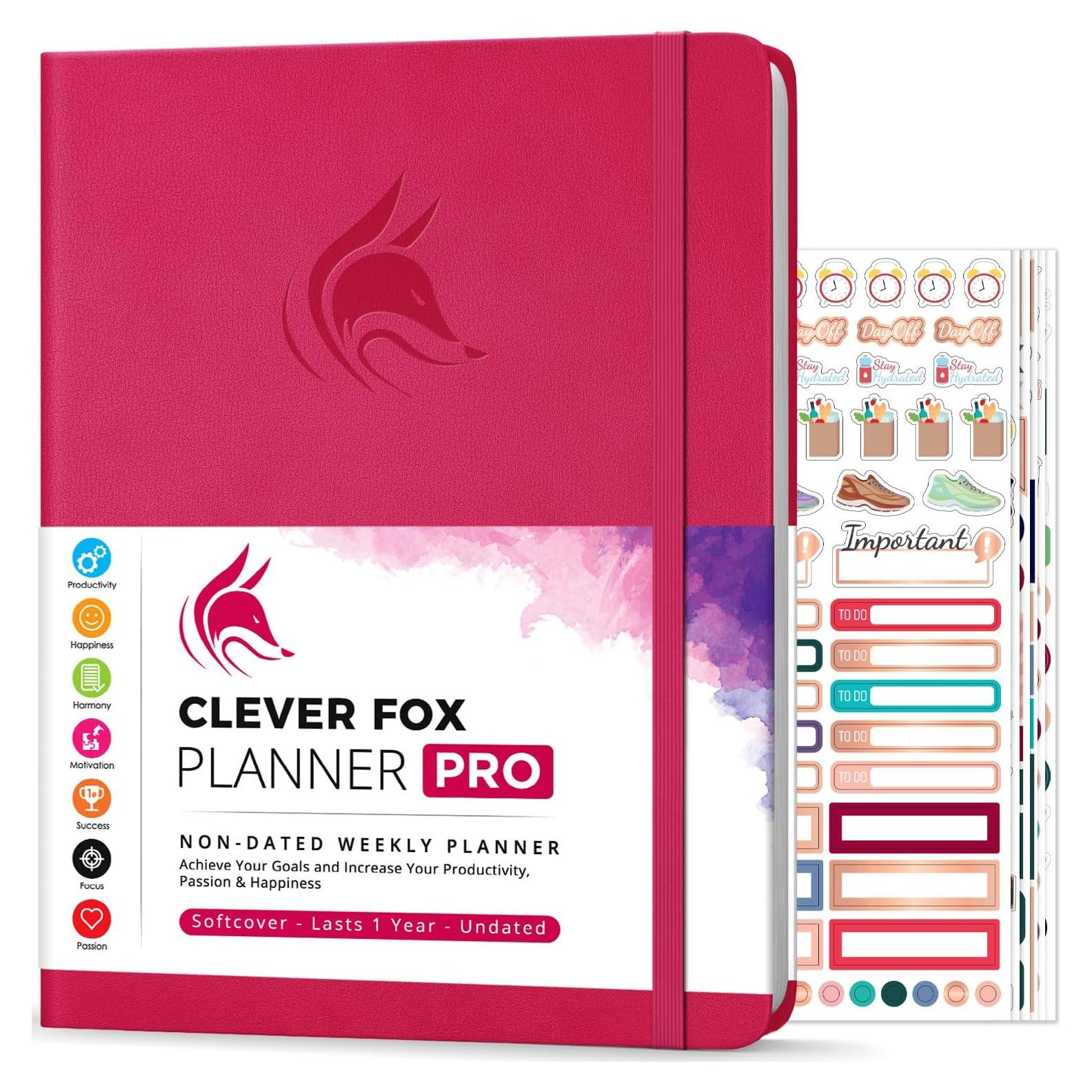 Planificador Semanal PRO Clever Fox A4 Rosa Oscuro Sin Fecha