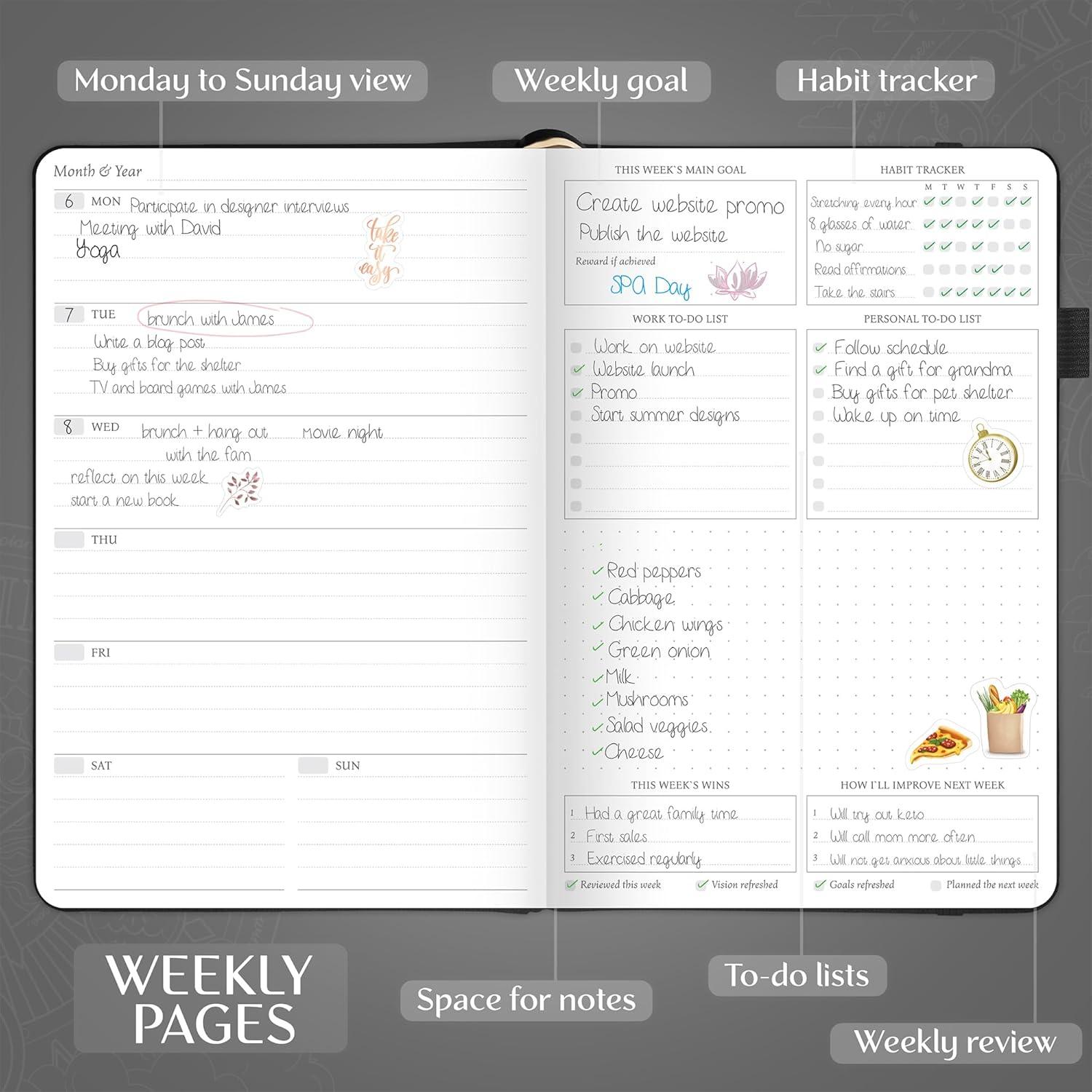 Planificador Semanal Legend Premium A5 Negro Sin Fecha