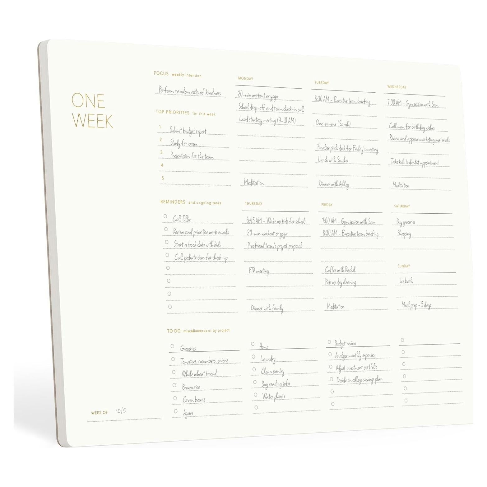 Planificador Semanal Pinesman A4 Minimalista con Foil Dorado