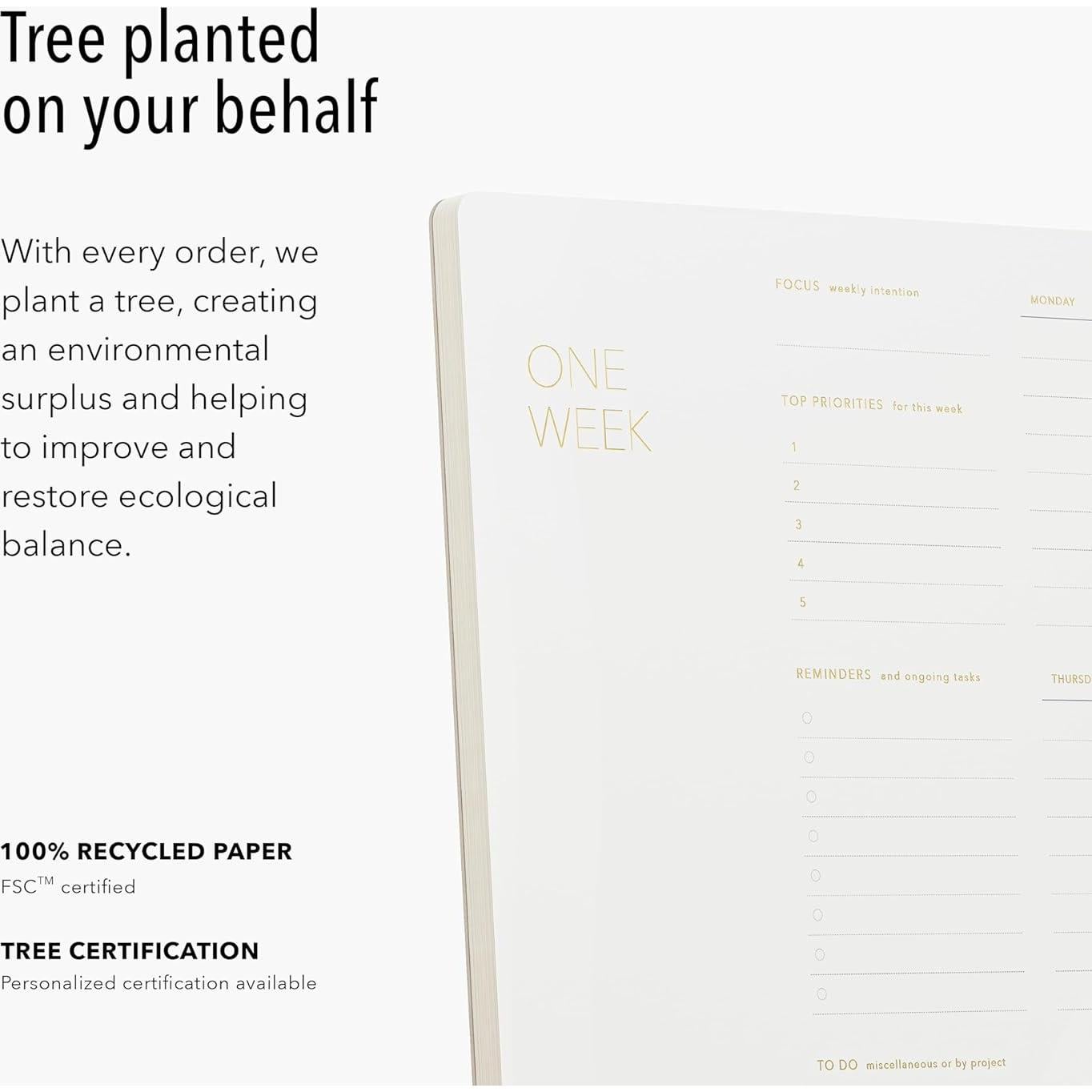 Planificador Semanal Pinesman A4 Minimalista con Foil Dorado