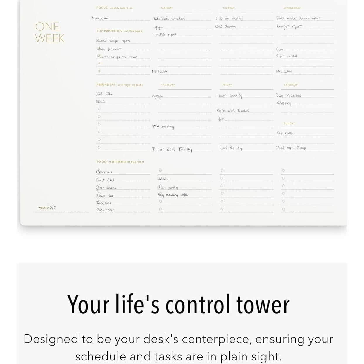 Planificador Semanal Pinesman A4 Minimalista con Foil Dorado