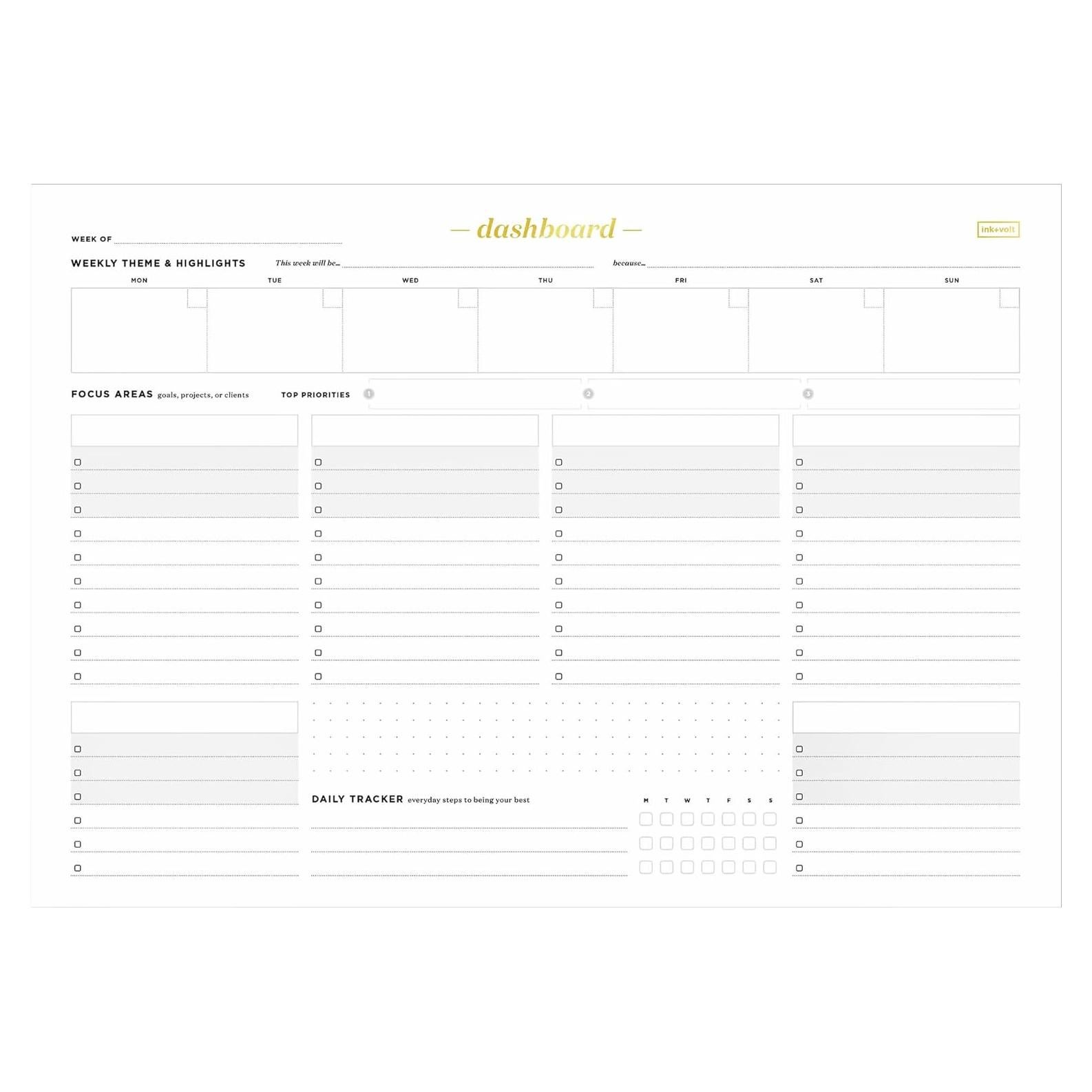 Bloc de Notas Semanal Ink+Volt A4 52 Hojas No Datadas