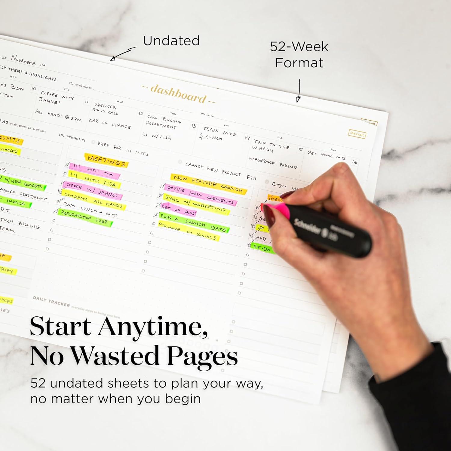 Bloc de Notas Semanal Ink+Volt A4 52 Hojas No Datadas