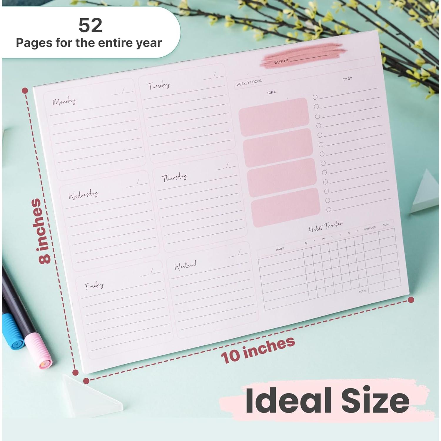 Planificador Semanal Sin Fecha FABOXY 52 Hojas 25.4x20.3cm