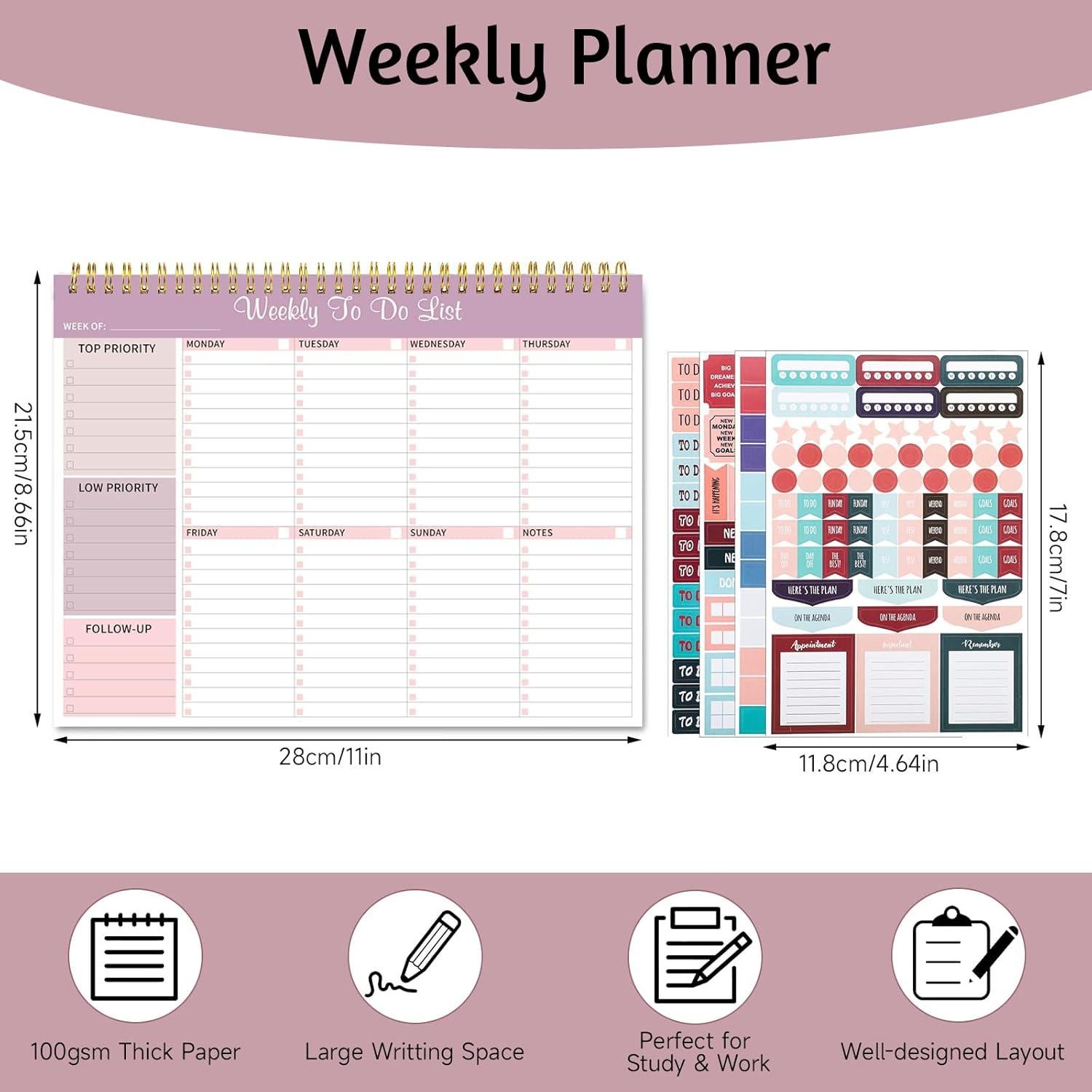 Planificador Semanal Thboxes Lila 21.6x27.9cm 52 Hojas