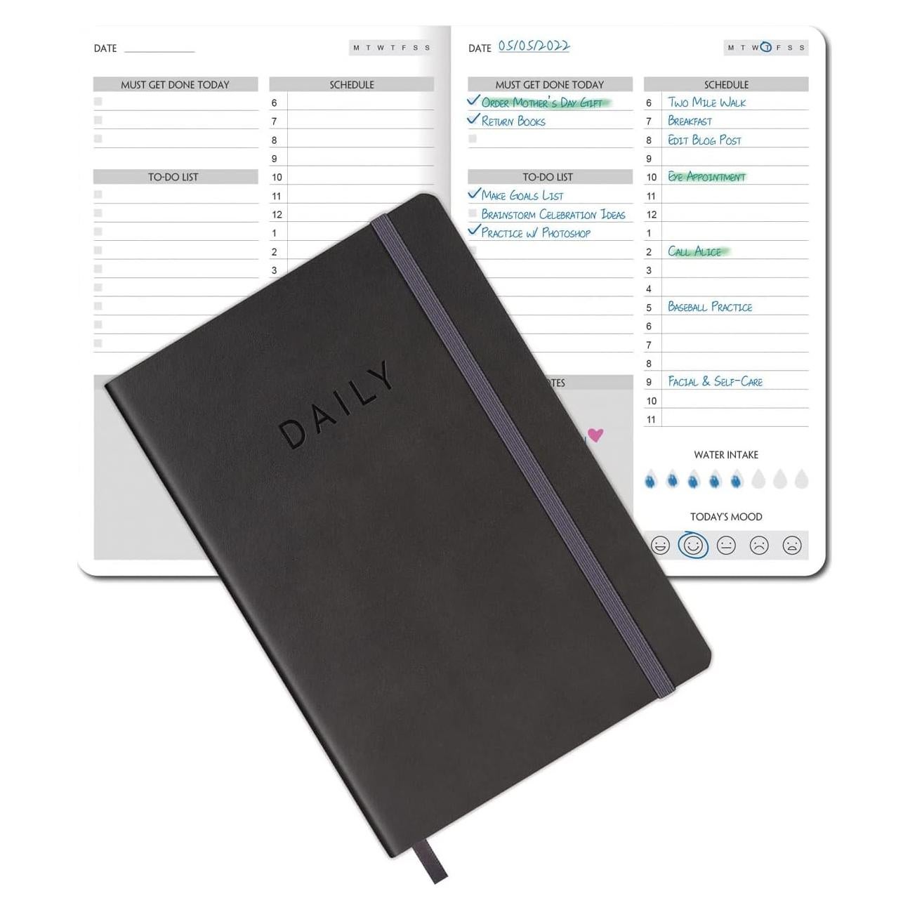 Planificador Diario A5 Fan&Ran No Datado - Cuero Vegano Gris