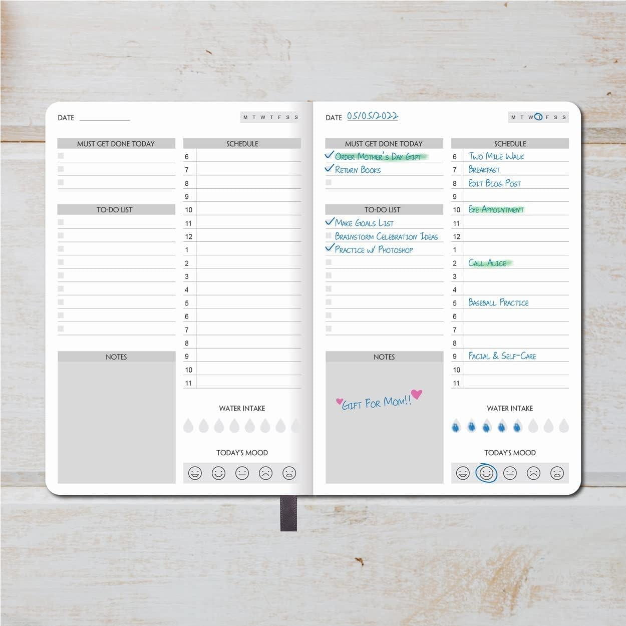 Planificador Diario A5 Fan&Ran No Datado - Cuero Vegano Gris