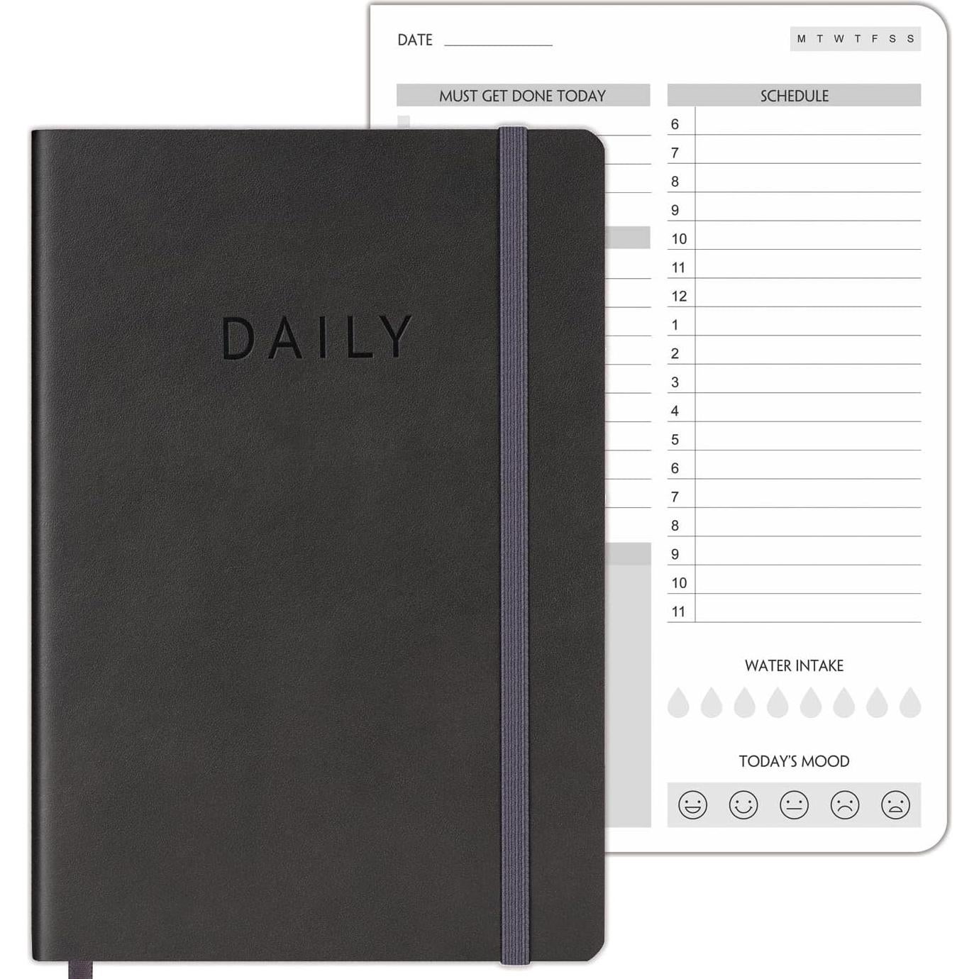 Planificador Diario A5 Fan&Ran No Datado - Cuero Vegano Gris