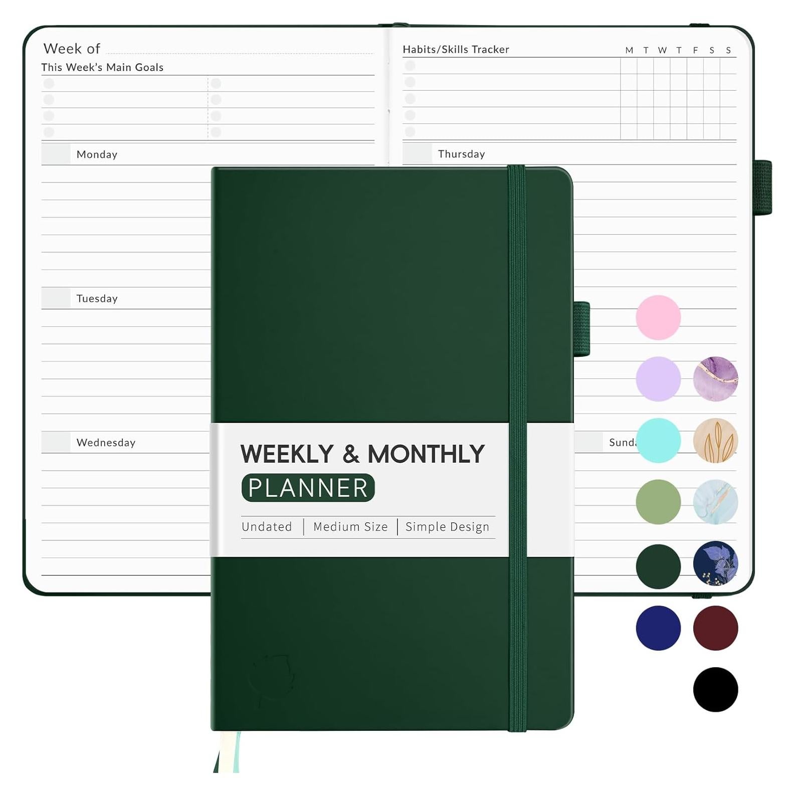 Planificador Semanal No Datado Forvencer A5 Verde Oscuro