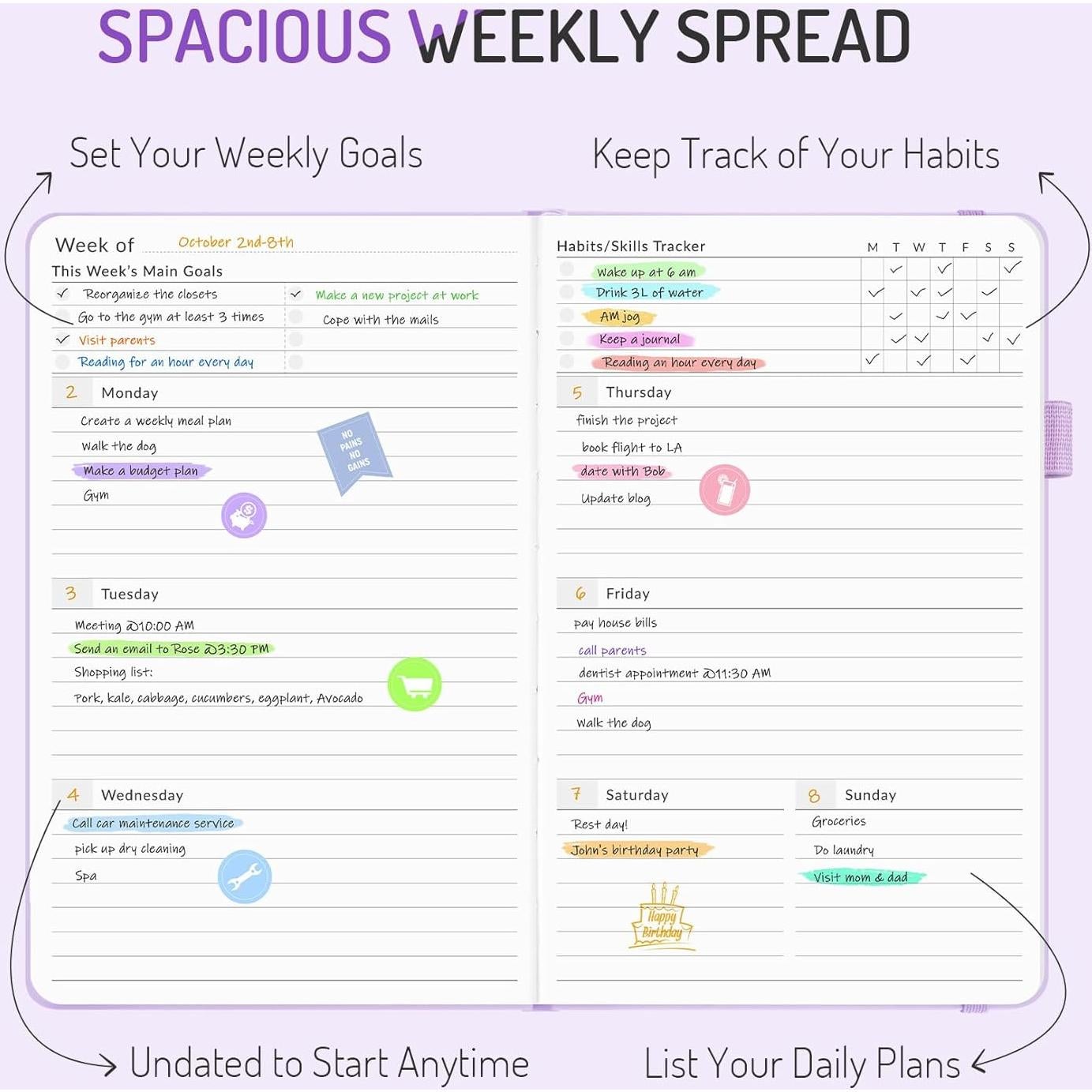 Planificador Semanal No Datado Forvencer A5 Verde Oscuro