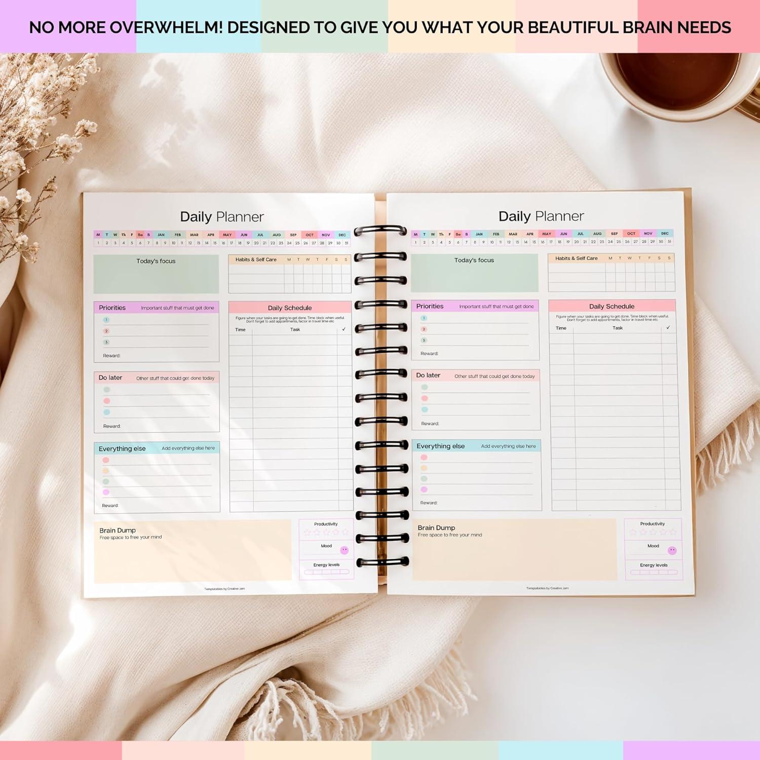 Planificador Diario TDAH Templatables A5 Arcoíris 178g