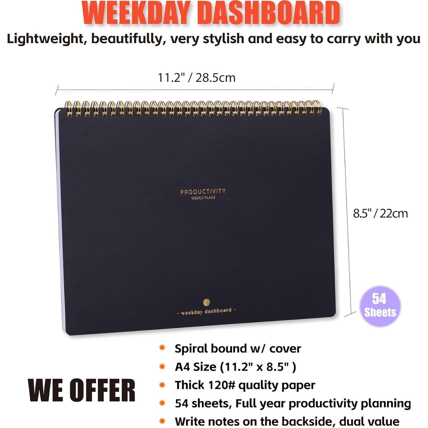 Planificador Semanal ZERONE CENTRE 54 Hojas A4 Negro