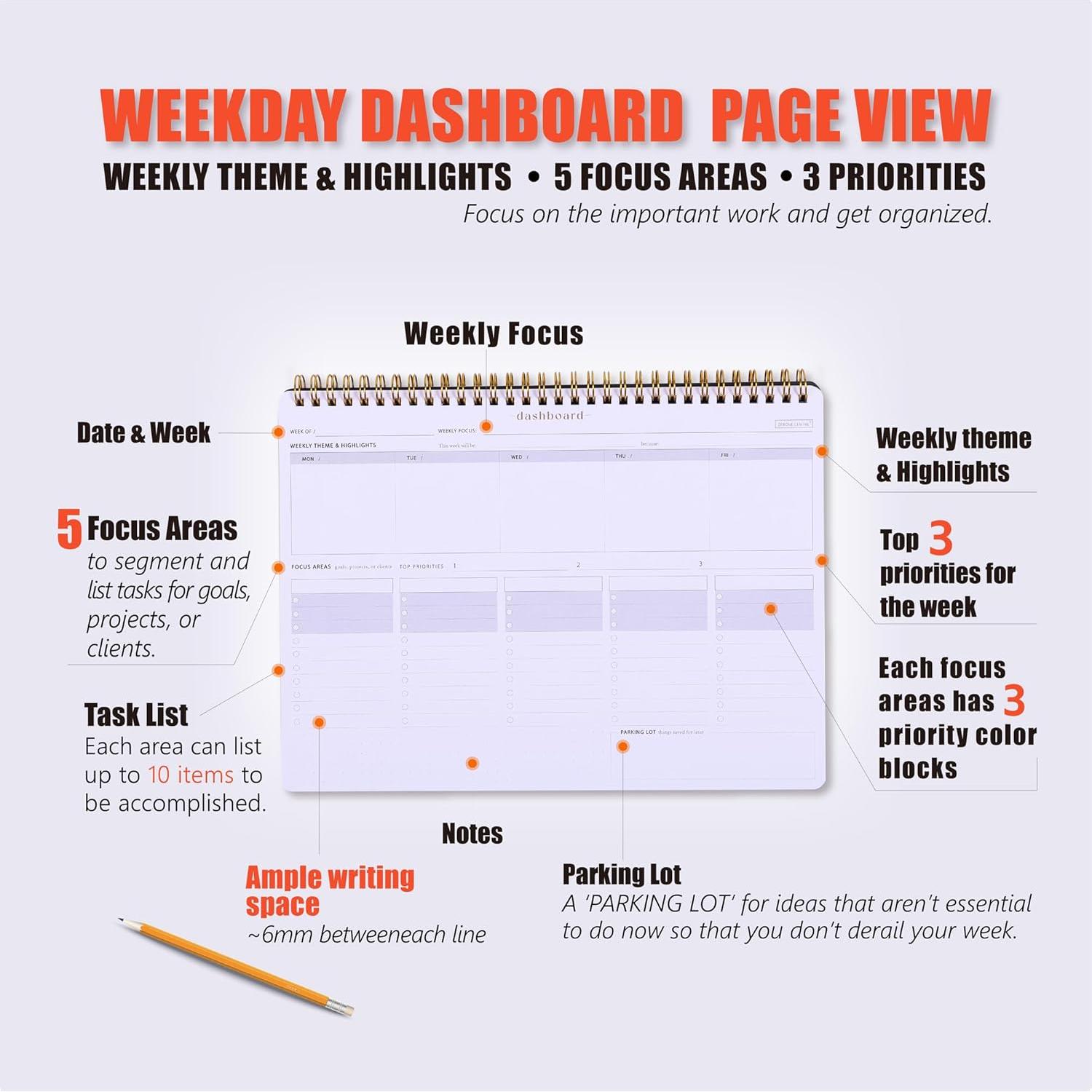 Planificador Semanal ZERONE CENTRE 54 Hojas A4 Negro