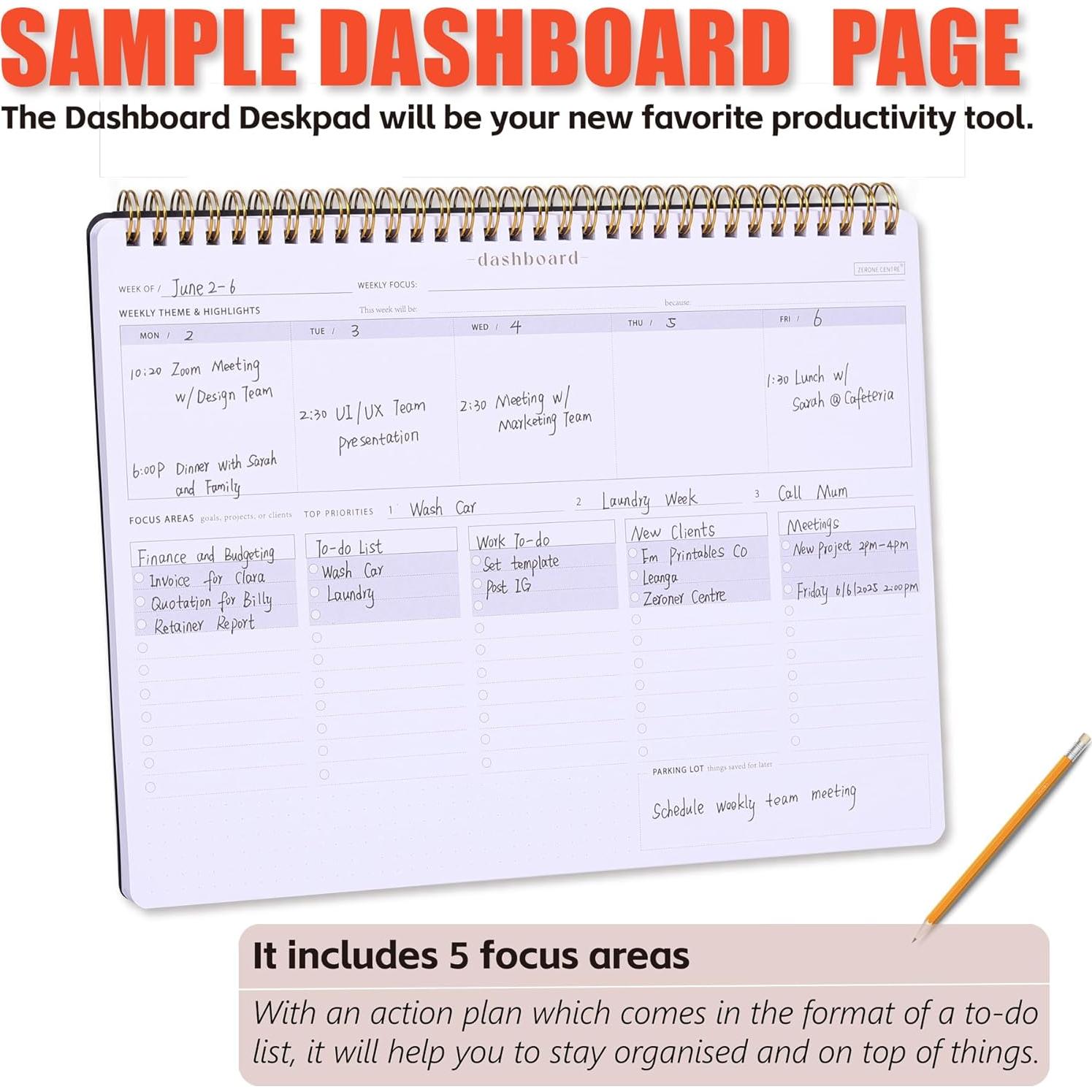 Planificador Semanal ZERONE CENTRE 54 Hojas A4 Negro