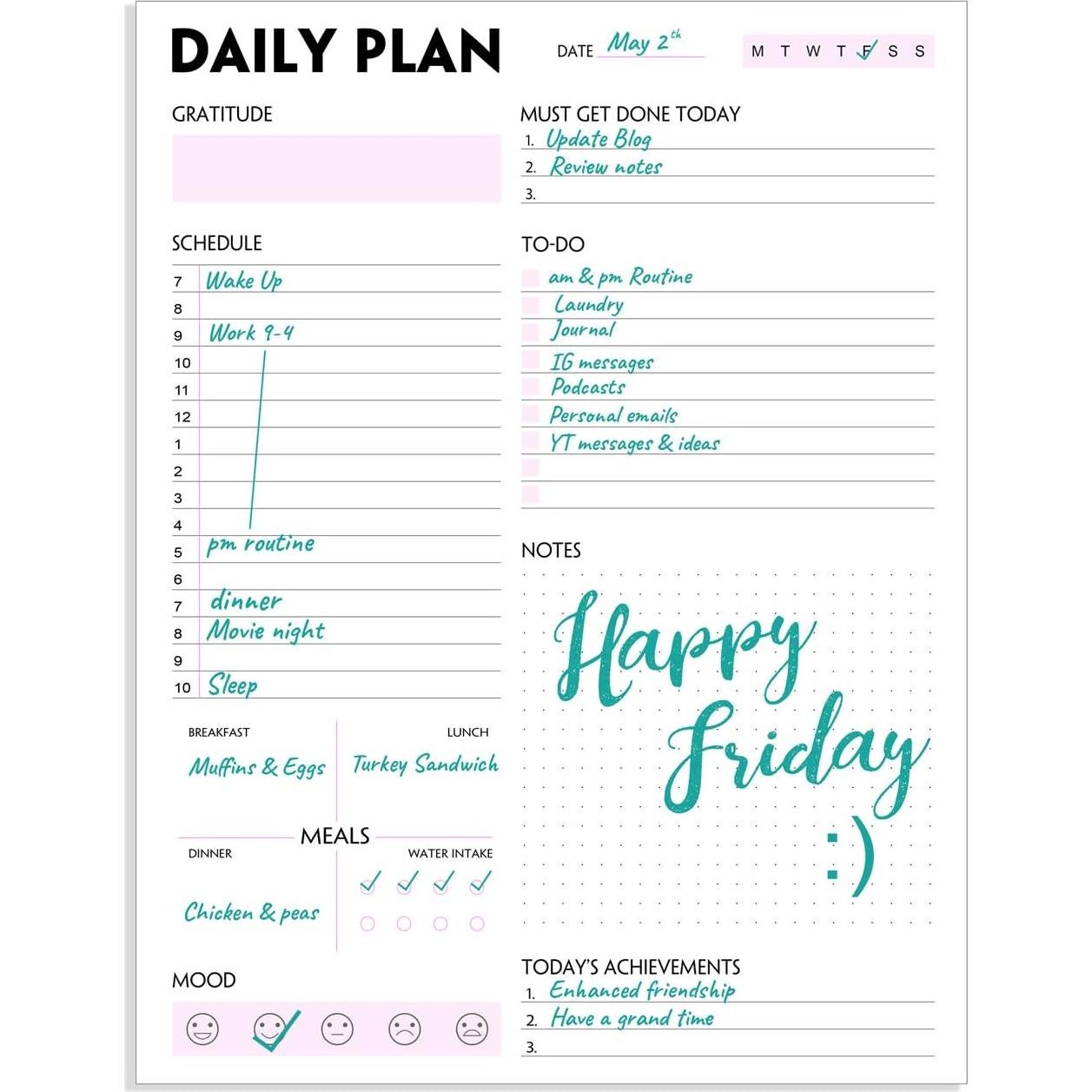 Bloc de Notas Diario Nokingo A4 Rosa 50 Hojas Desprendibles