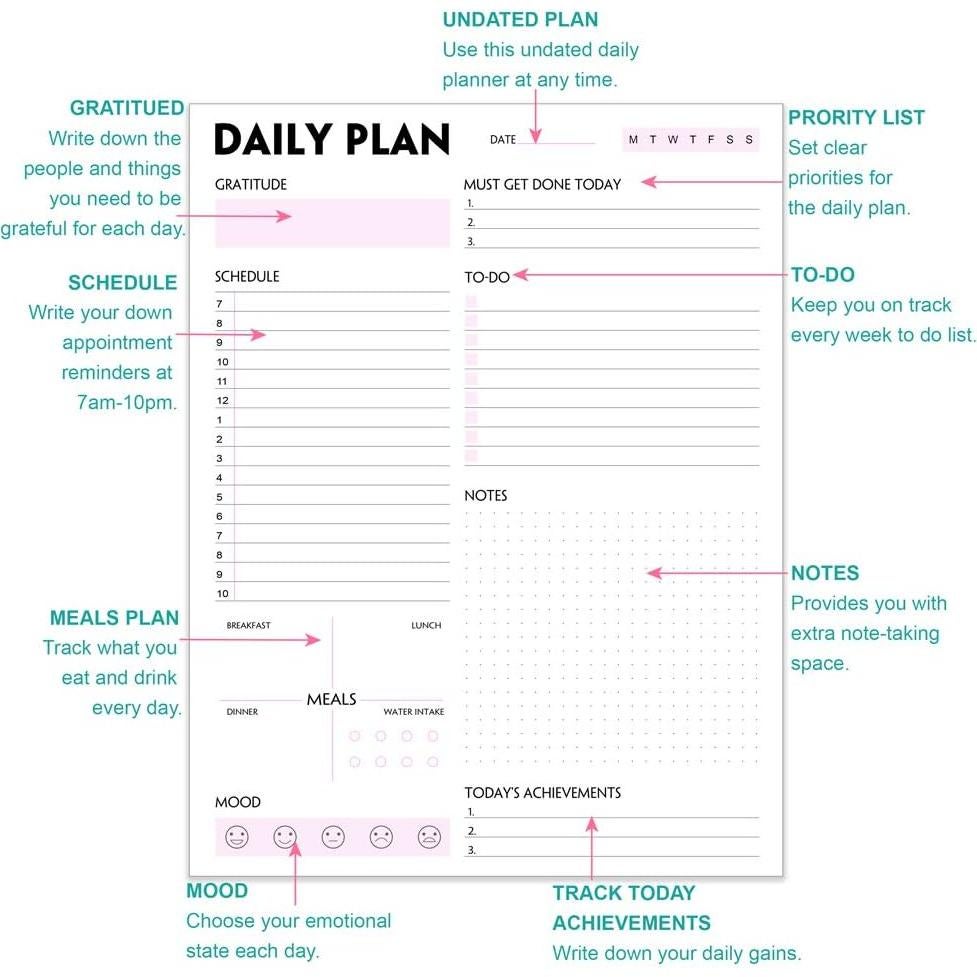 Bloc de Notas Diario Nokingo A4 Rosa 50 Hojas Desprendibles