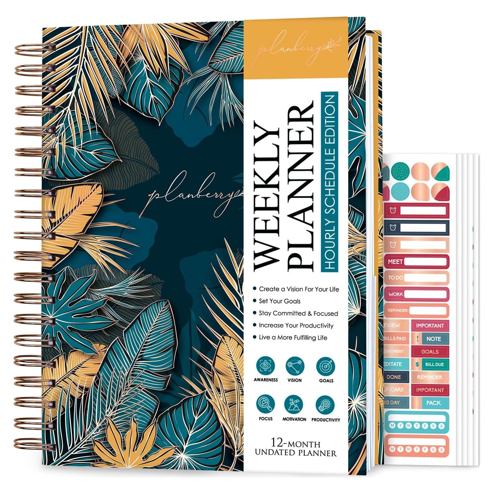 Planificador Semanal Grande PLANBERRY - Horario y Presupuesto 20.3x26.4 cm