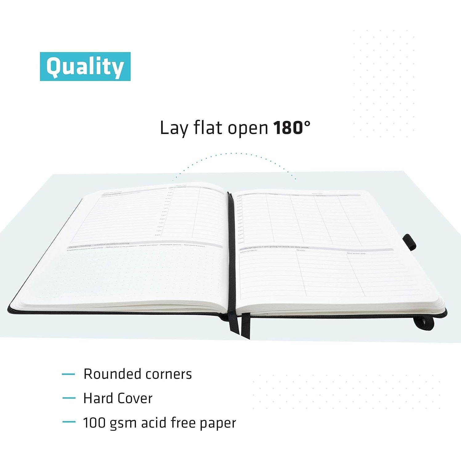 Planificador Académico Semanal Action Day 7x9 Negro