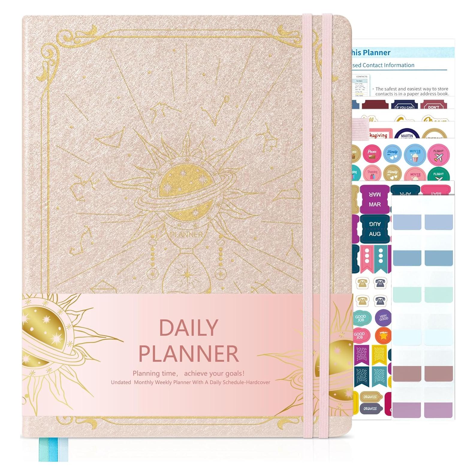 Planificador Semanal y Mensual Ospelelf Rosa Dorado 12 Meses