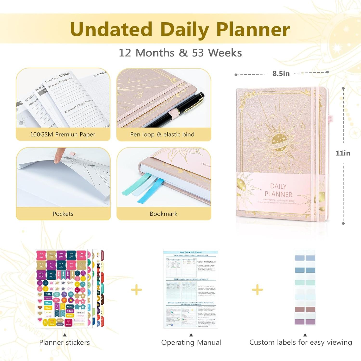 Planificador Semanal y Mensual Ospelelf Rosa Dorado 12 Meses