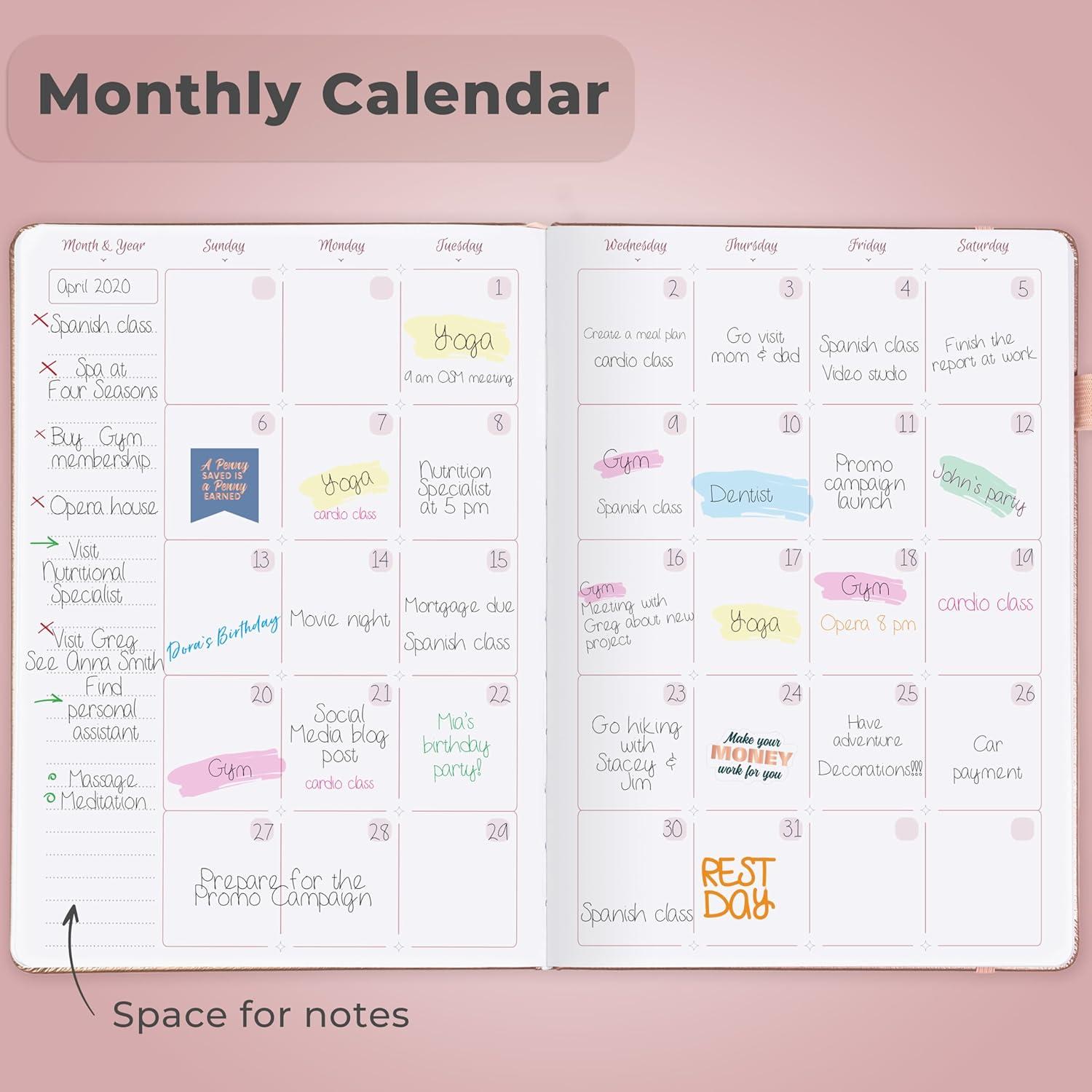 Agenda GoGirl A5 Sin Fecha Colorida para Mujeres - Oro Rosa