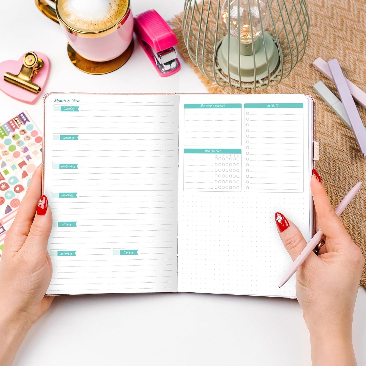 Agenda GoGirl A5 Sin Fecha Colorida para Mujeres - Oro Rosa