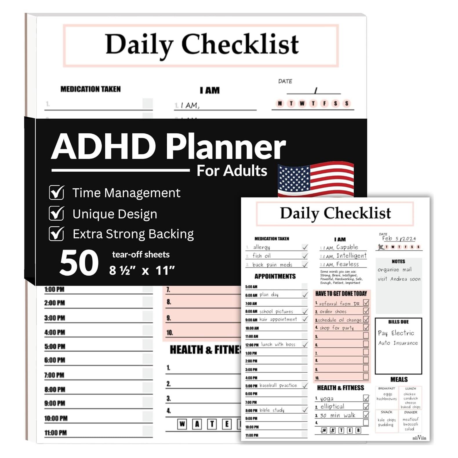 Planificador No Fechado NIIVIIN para Adultos - 21.6x27.9 cm