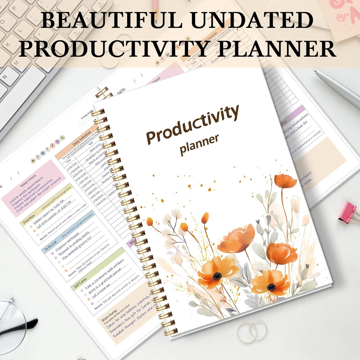 Planificador Diario TDAH Kamoy Cubierta Dura 17.78x25.4cm Naranja