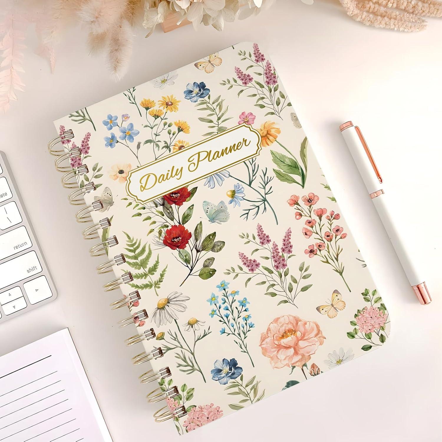 Planificador Diario Sin Fecha Stanoha A5 Floral 80 Días