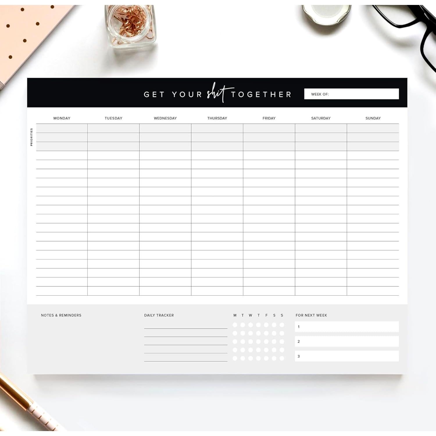 Planificador Semanal ThreeKin Collective 21.6x27.9 cm 52 Páginas