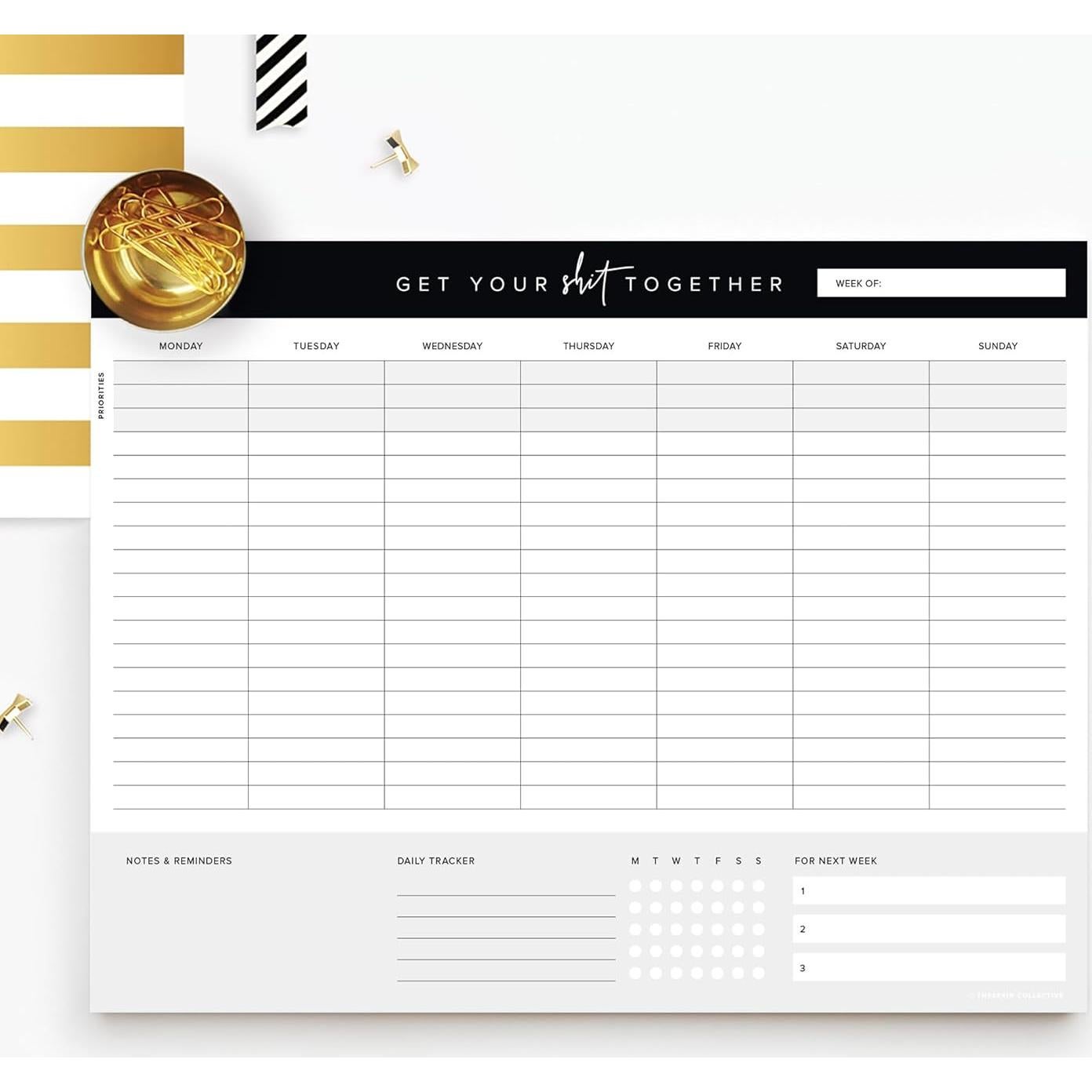 Planificador Semanal ThreeKin Collective 21.6x27.9 cm 52 Páginas