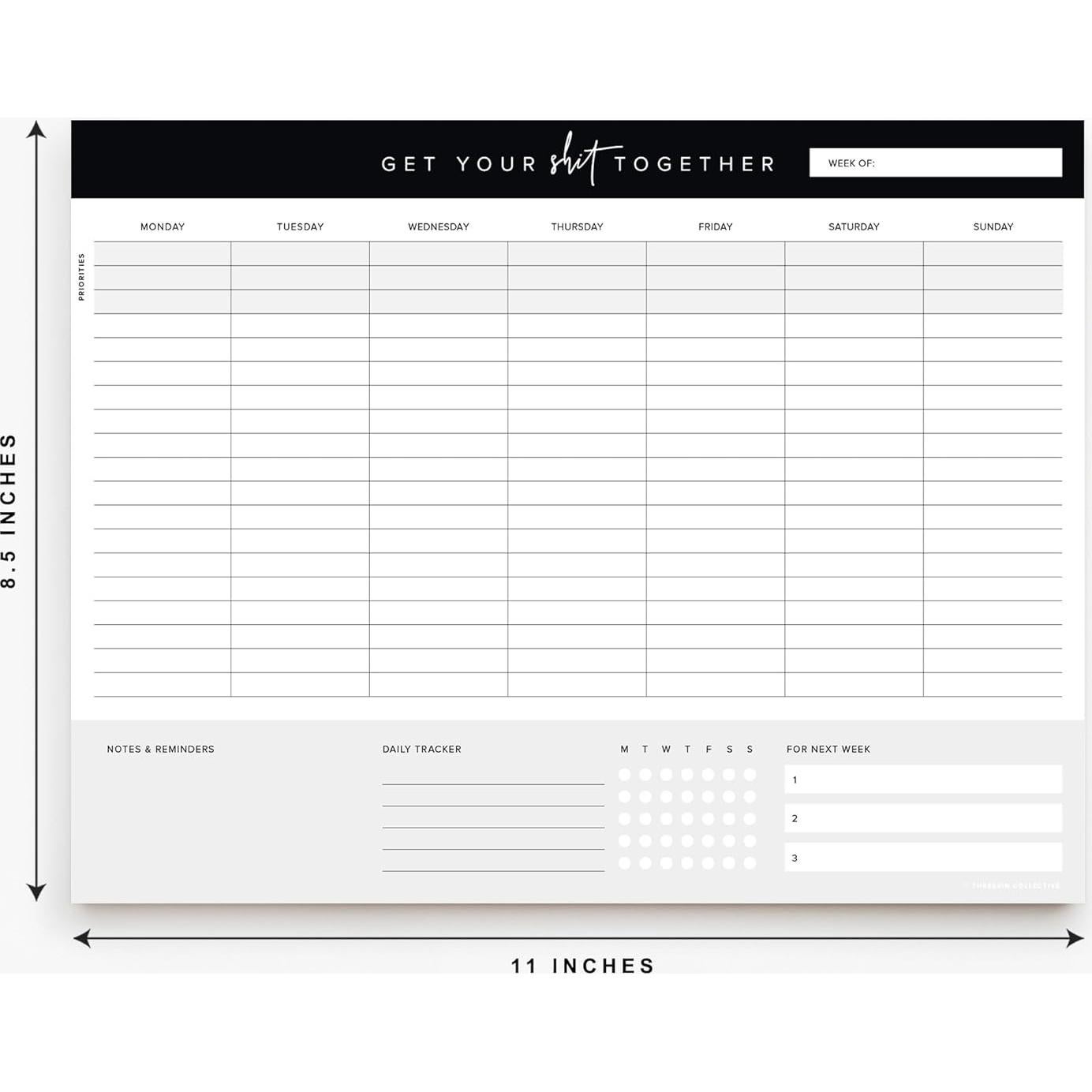 Planificador Semanal ThreeKin Collective 21.6x27.9 cm 52 Páginas