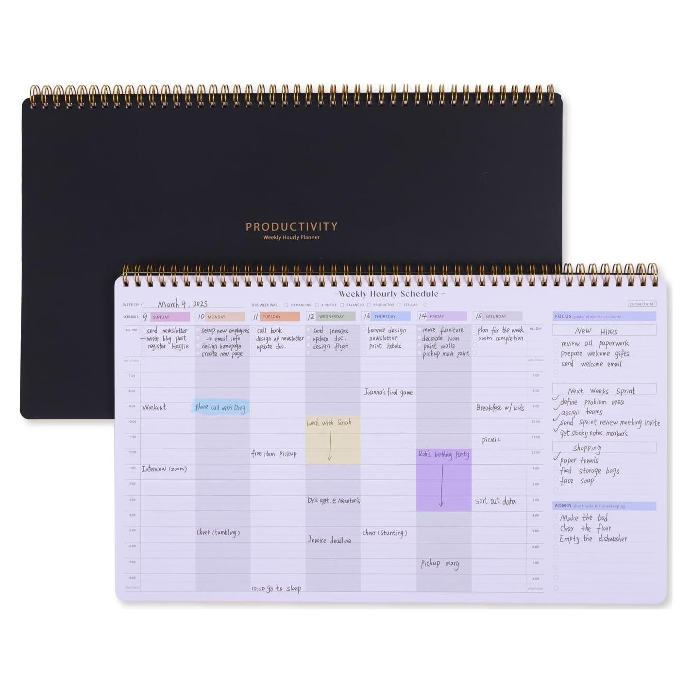 Planificador Semanal Sin Fecha ZERONE CENTRE 54 Hojas 23x38cm