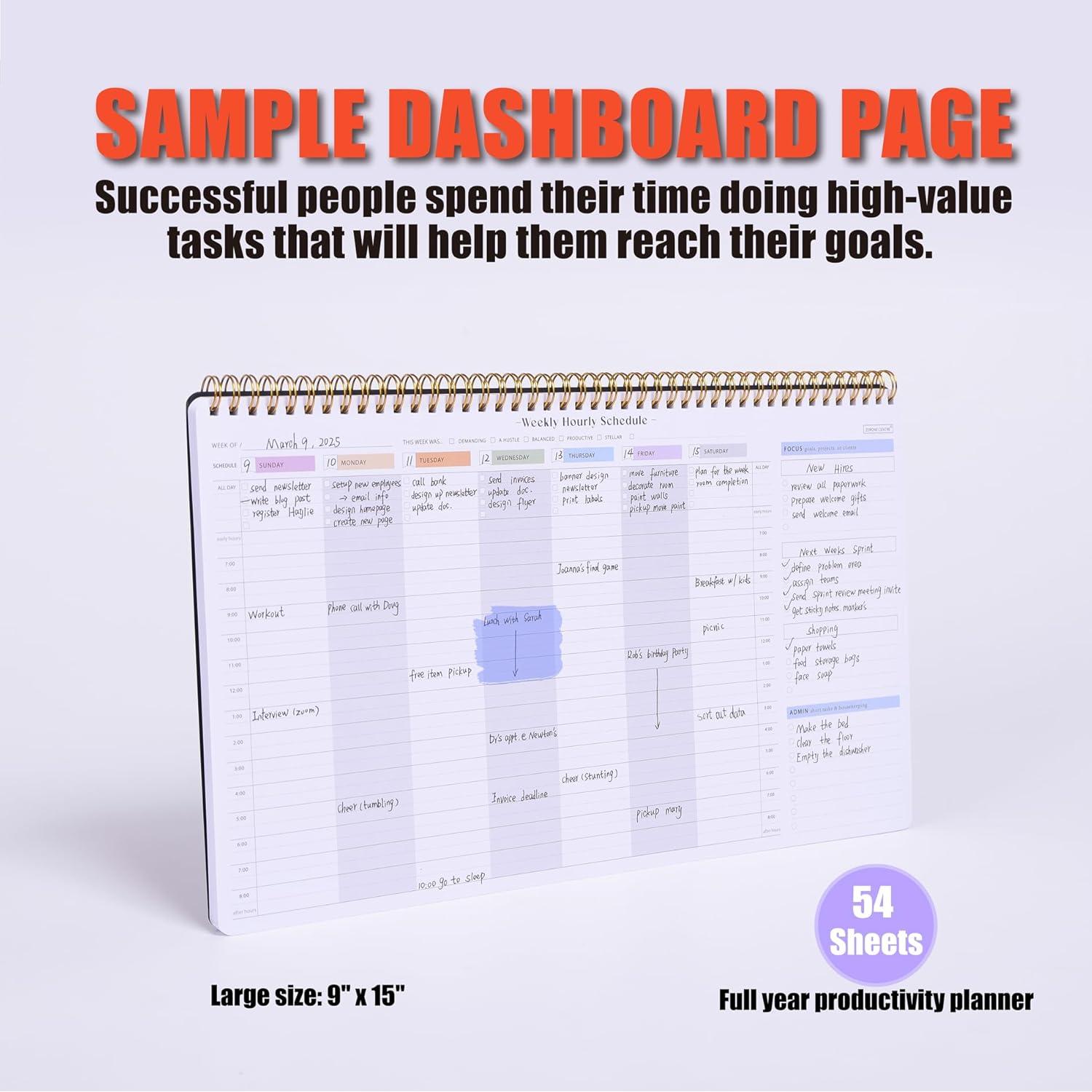 Planificador Semanal Sin Fecha ZERONE CENTRE 54 Hojas 23x38cm