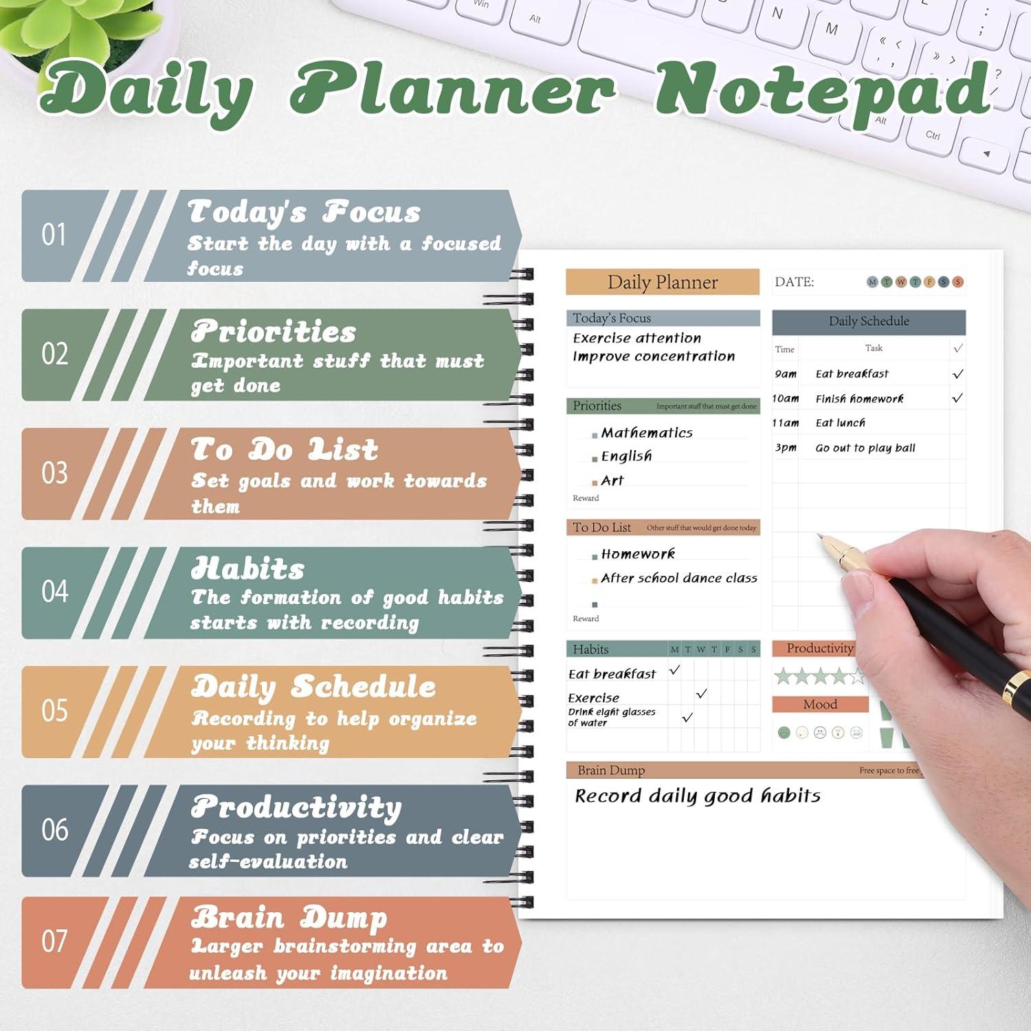 Planificador Diario ADHD OKWUYiK 130 Páginas A5 Negro