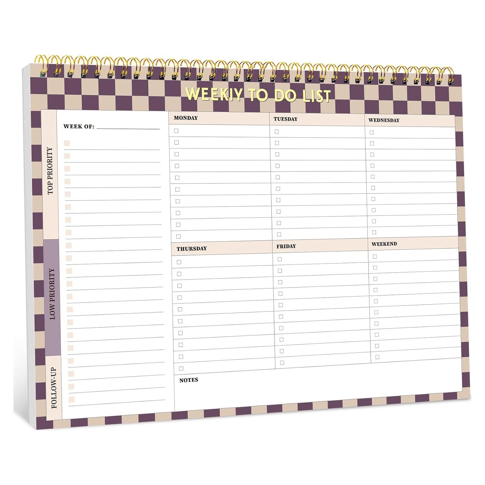 Planificador Semanal Taja A4 52 Hojas Cuadrícula Lila