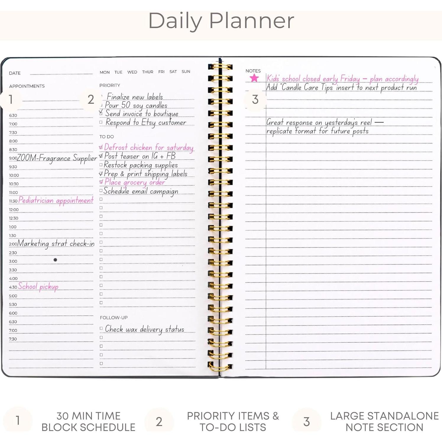 Planificador Diario Minimalista BLU MONACO Gris 80 Días