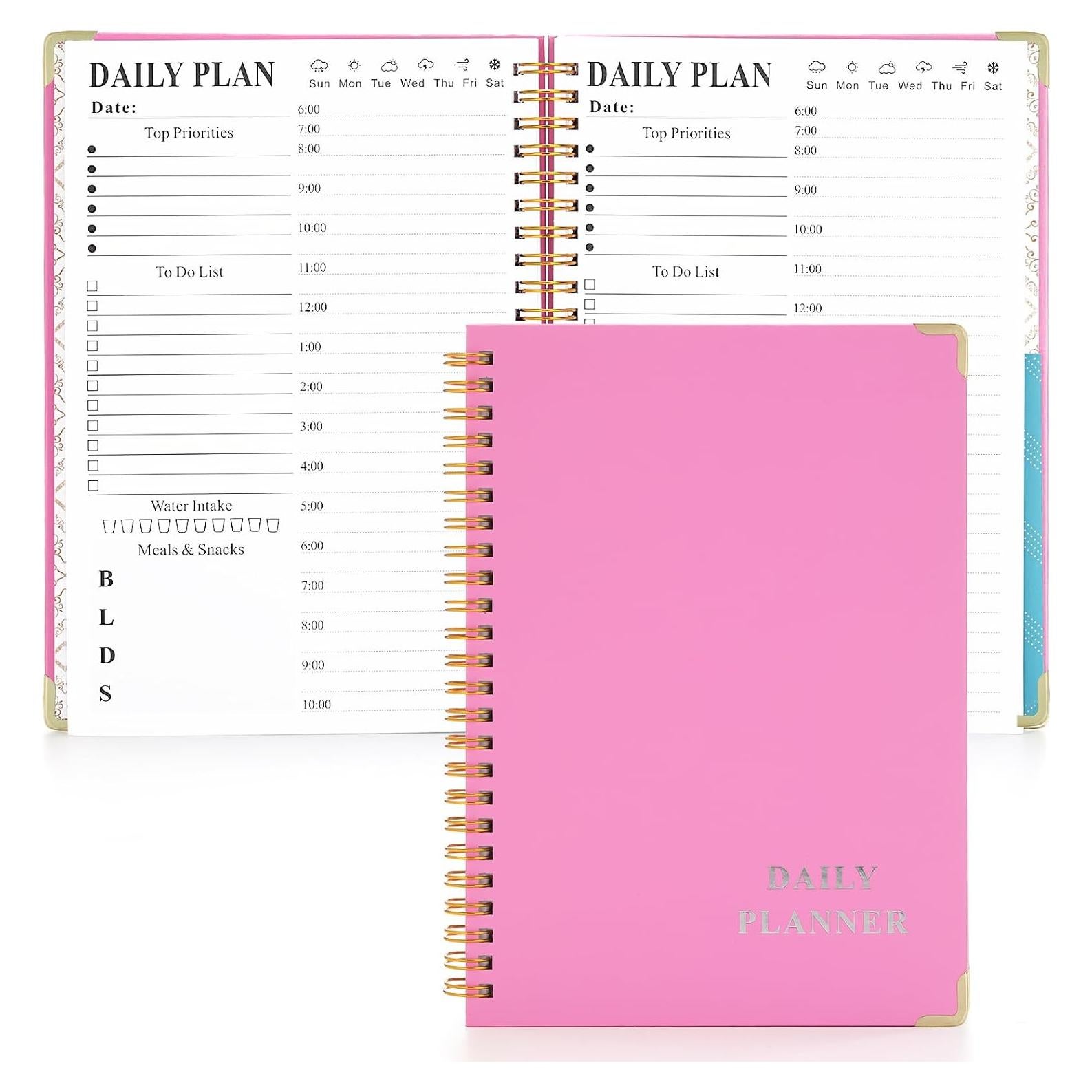 Planificador Diario Sin Fecha Waliwalili Rosa A5 160 Páginas