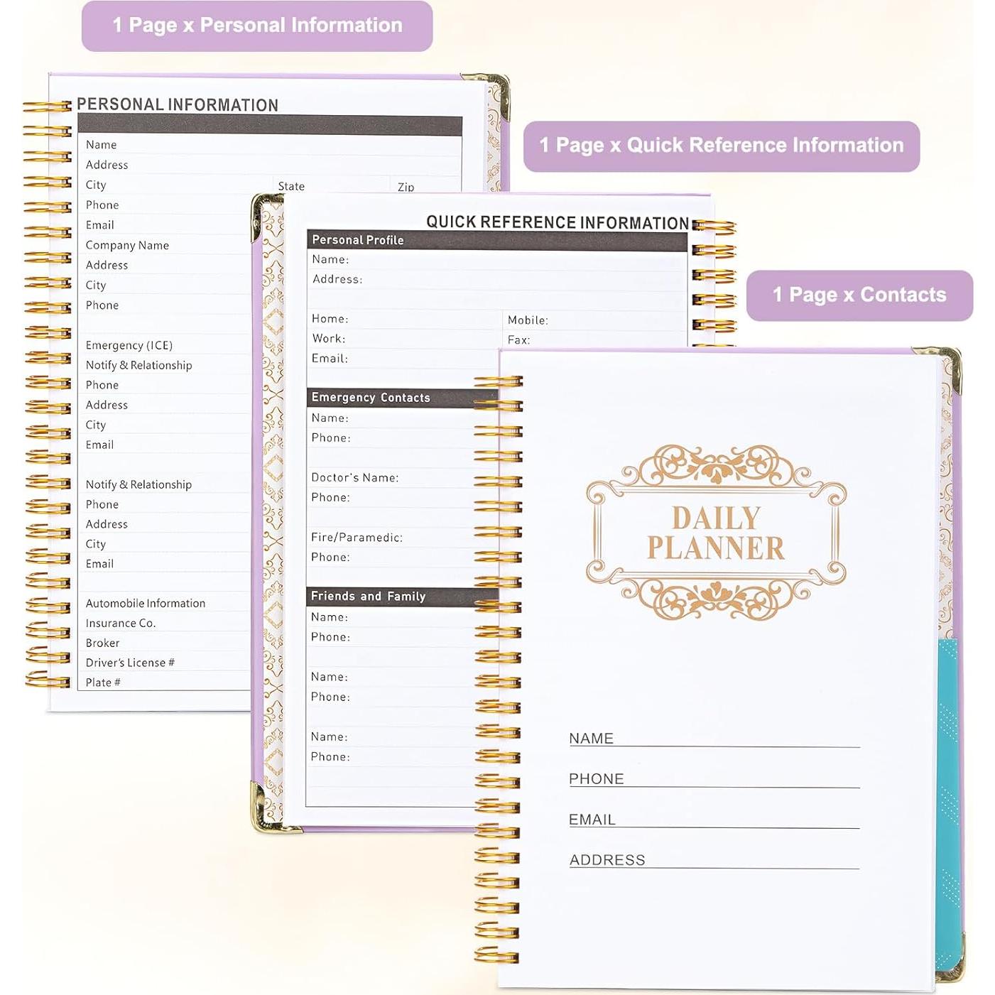 Planificador Diario Sin Fecha Waliwalili Rosa A5 160 Páginas