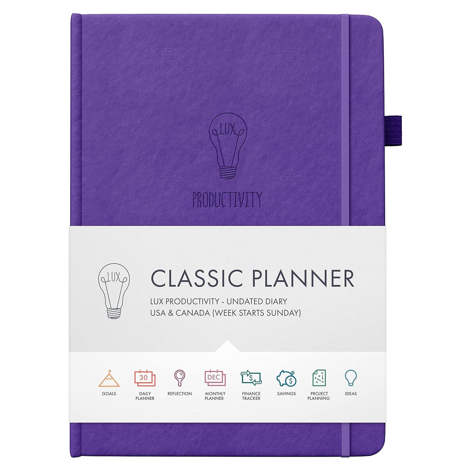 Planificador Diario LUX Clásico No Datado A5 Púrpura