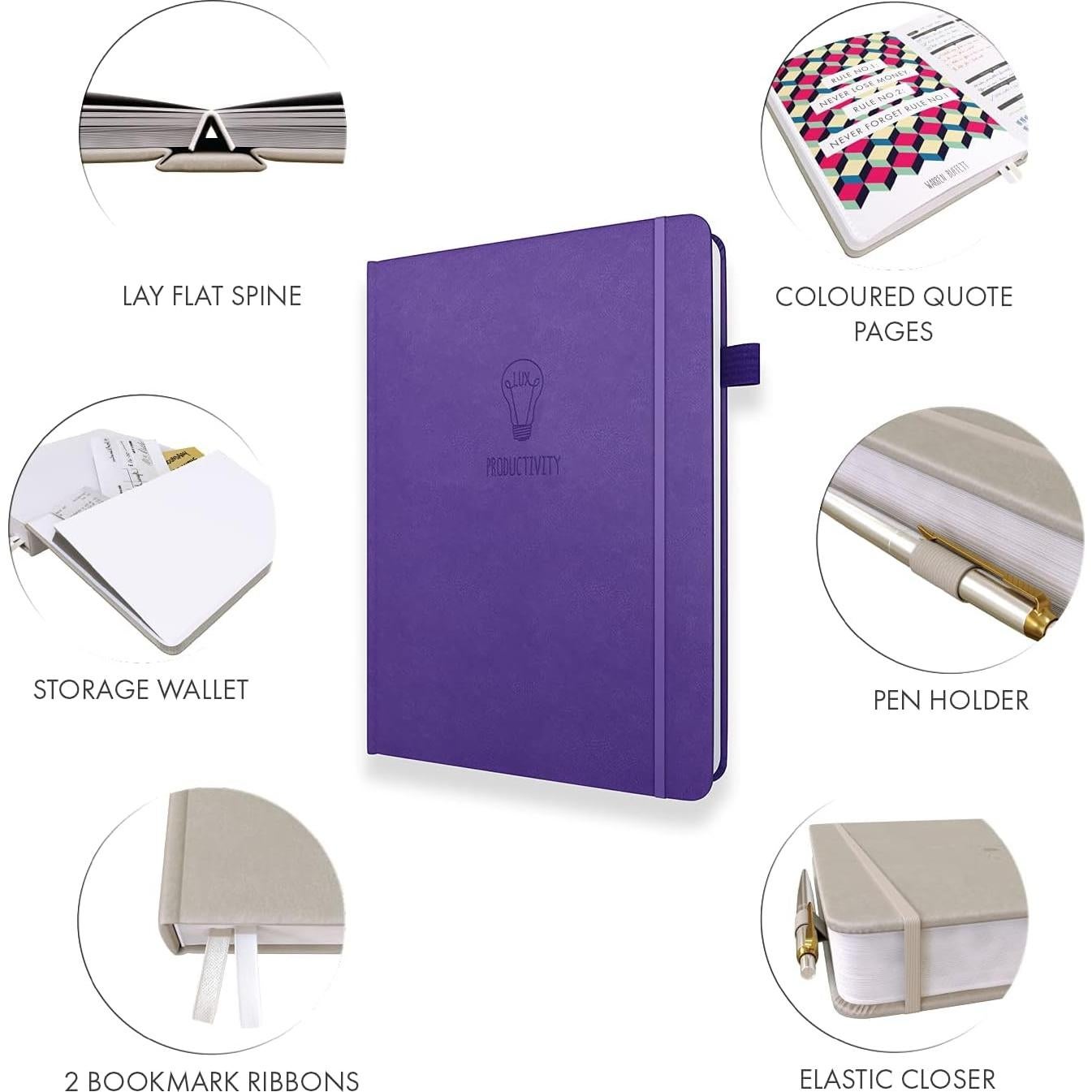 Planificador Diario LUX Clásico No Datado A5 Púrpura