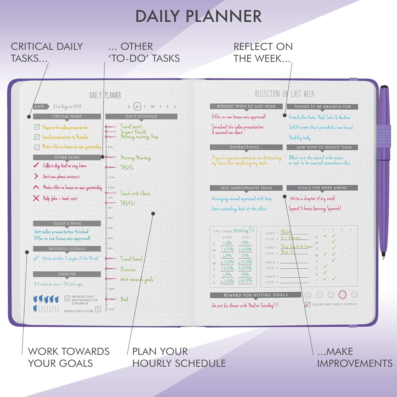 Planificador Diario LUX Clásico No Datado A5 Púrpura
