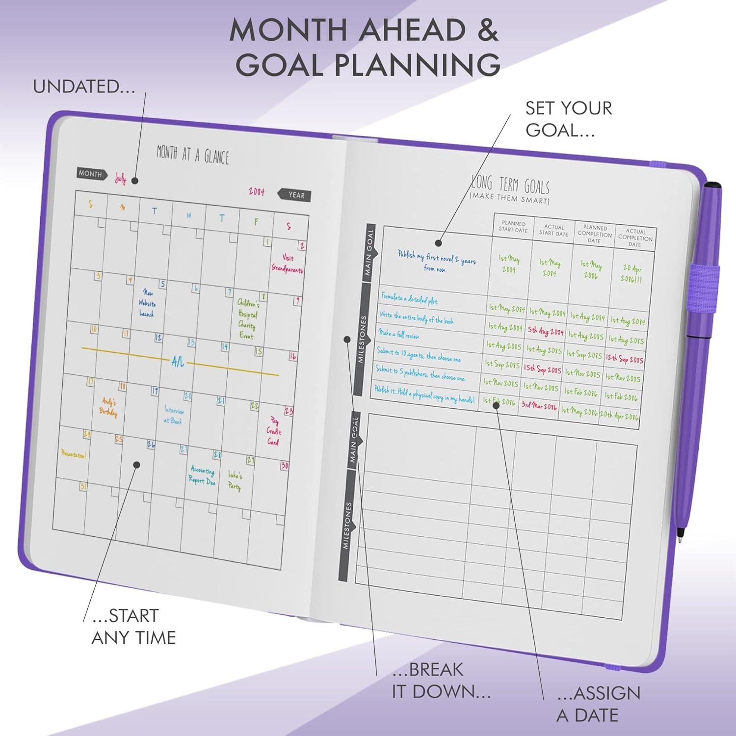 Planificador Diario LUX Clásico No Datado A5 Púrpura