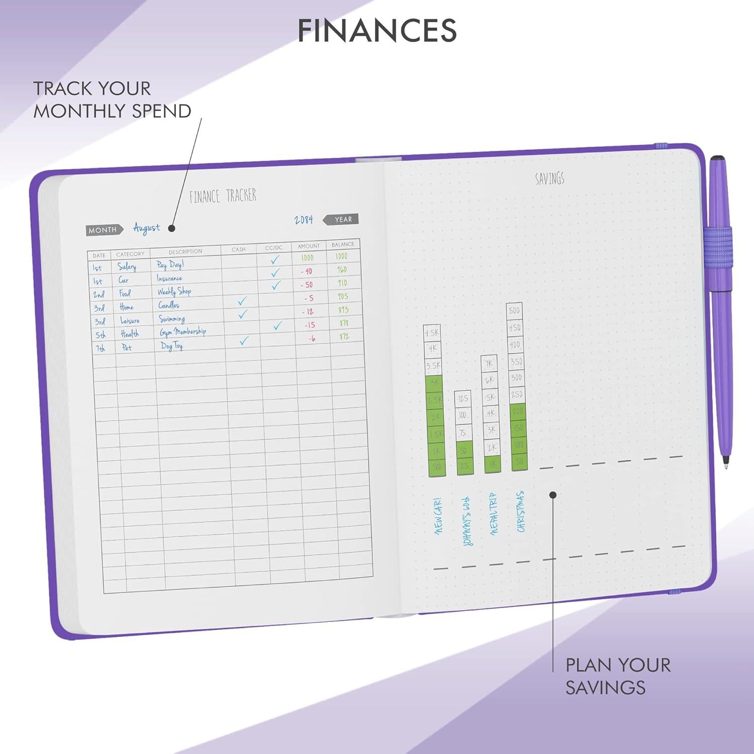 Planificador Diario LUX Clásico No Datado A5 Púrpura