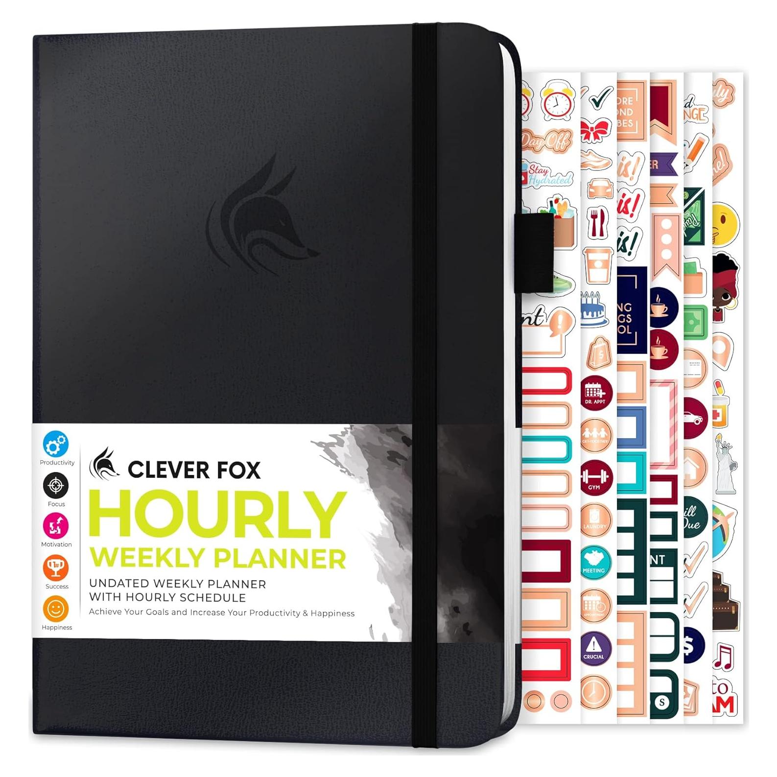 Planificador Clever Fox Schedule A5 Negro - Organizador Diario Sin Fecha