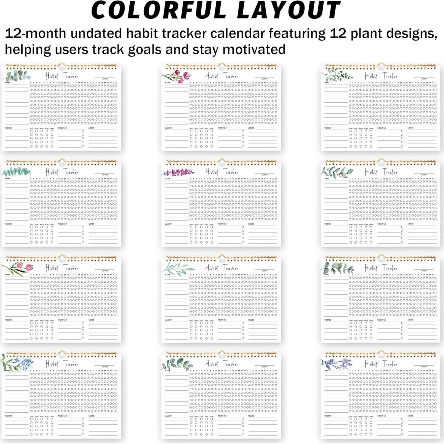 Calendario de Seguimiento de Hábitos PIOOJK 29.7x21.6 cm